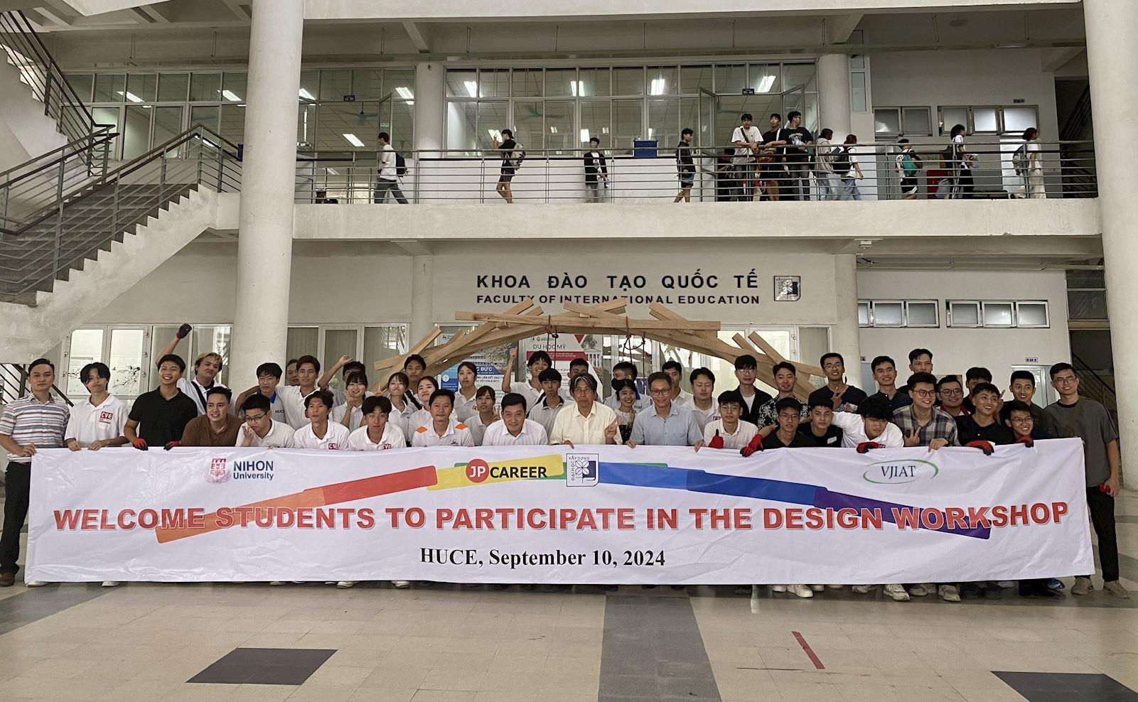 The Salvatico Bridge Construction Competition and Wooden Bridge Building Exchange between students of Hanoi University of Civil Engineering and students of Nihon University, Japan.